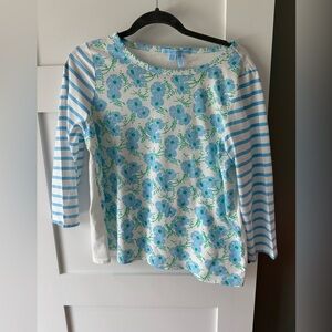 Draper James Hilltop Garden long sleeve blouse shirt top size large